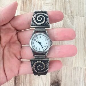 Vintage Quemex ladies artisan sterling silver watch bracelet NEW BATTERY